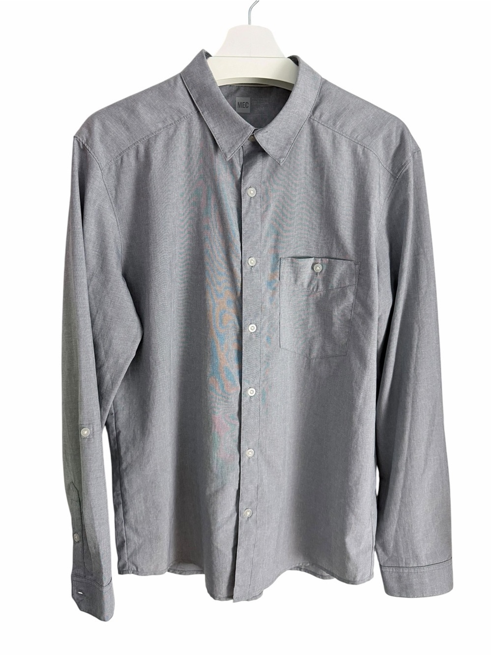 MEC Gray Long Sleeve Button-Up Outdoor Hiking Casual Shirt size M
